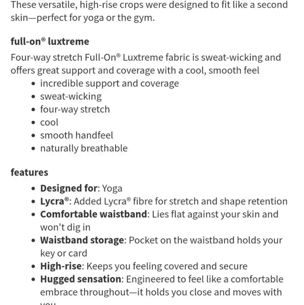 Lululemon Wunder Under Crop (High-Rise) *Full-On Luxtreme 21"Night Garde… - Picture 15 of 15